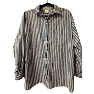Arrow Men's Navy and White Striped Button Down Shirt